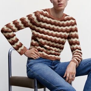Mango Openwork lurex sweater